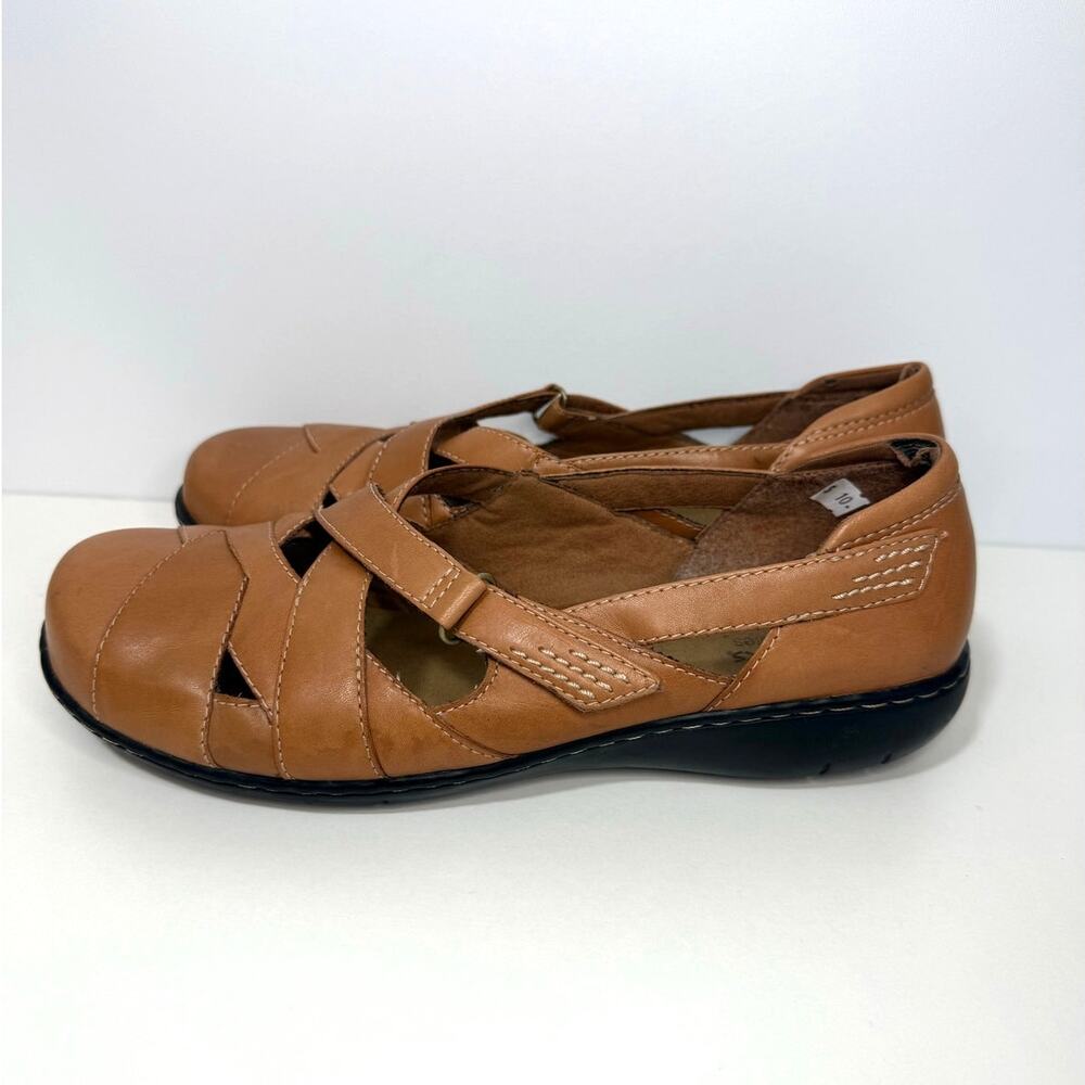Clarks Bendables Mary Jane Flats Size 8.5W Brown Leather - Picture 4 of 8